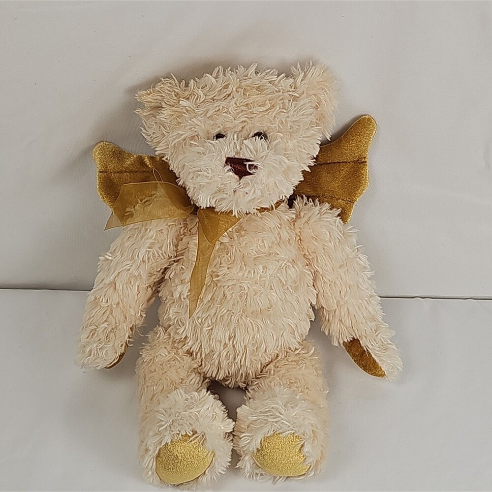 GUND Angel Bear Gold Wings Musical Wind Up Jesus Loves Me Lullaby Plush 42228